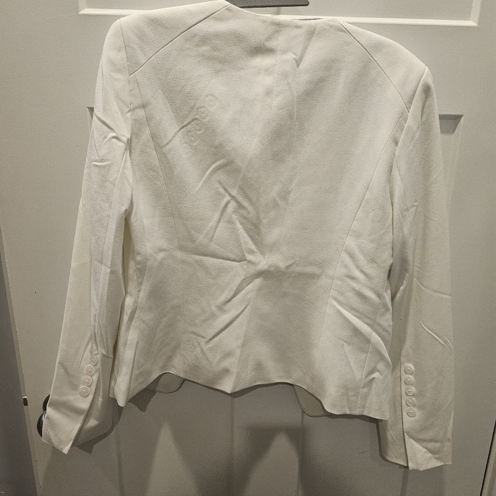 Cynthia Rowley Women’s Medium Ivory Open Front Blazer Jacket Lined Long Sleeve - Picture 5 of 13